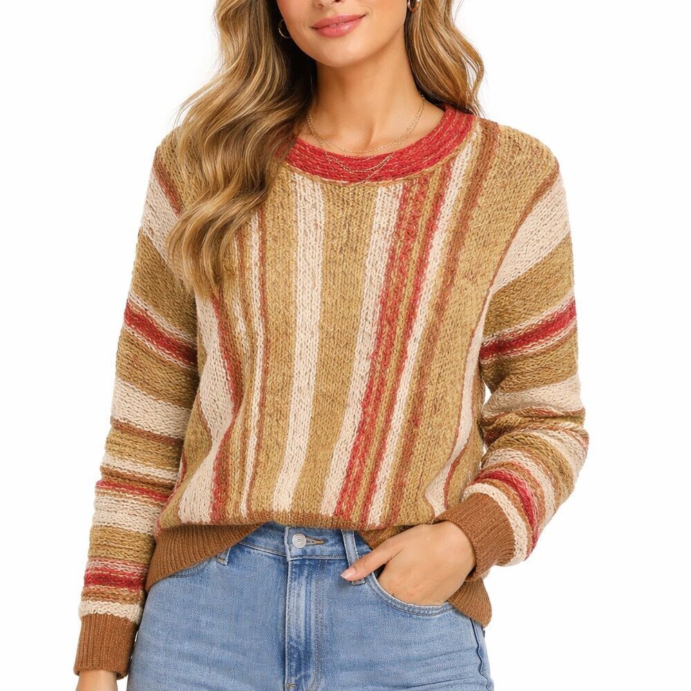 Free People Multicolor Textured Knit Sweater – Size S – Boho Chic